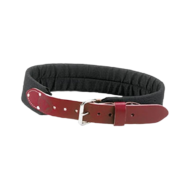 Padded nylon work belt with leather tongue and metal buckle for comfortable tool storage and workshop organization under $100
