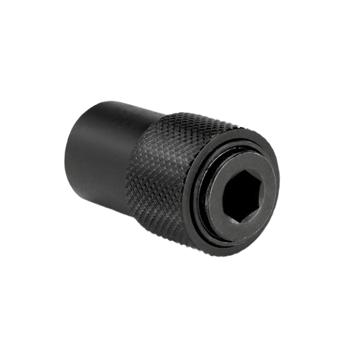Compact black steel adapter with textured grip for 1/2 inch square to 7/16 inch hex tool connections under 50 dollars