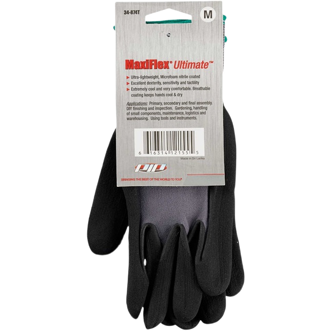 Pair of black and gray seamless knit nylon and lycra gloves designed for HVAC and work glove safety collections