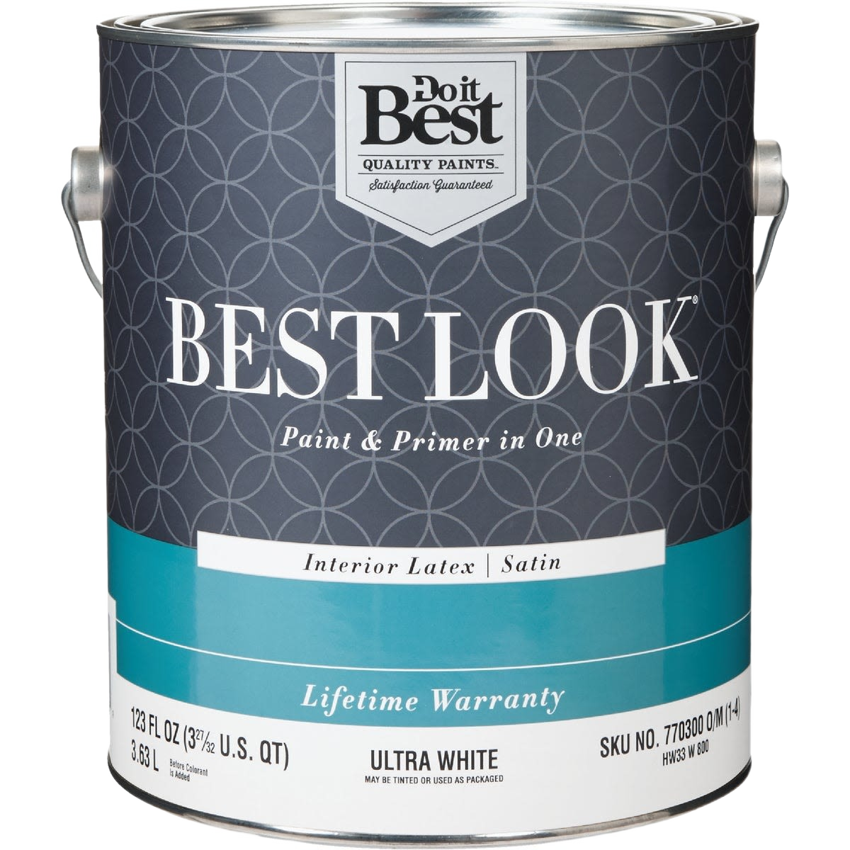1-gallon can of ultra white interior latex satin paint and primer in one for home improvement projects under $50 category