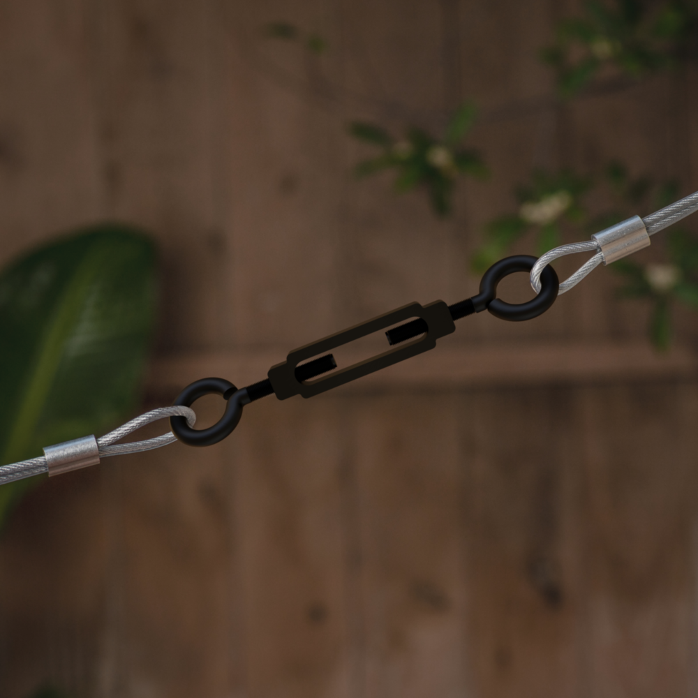 Black steel turnbuckle eye and eye for cable tensioning in hardware, hooks & eyes, and fasteners under $50 collections