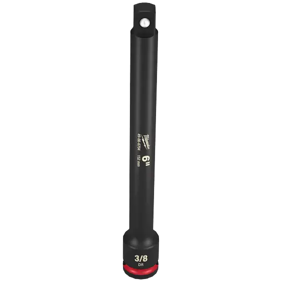 Black 6-inch 3/8-inch drive impact duty extension with red accent and branded text for tools and home improvement
