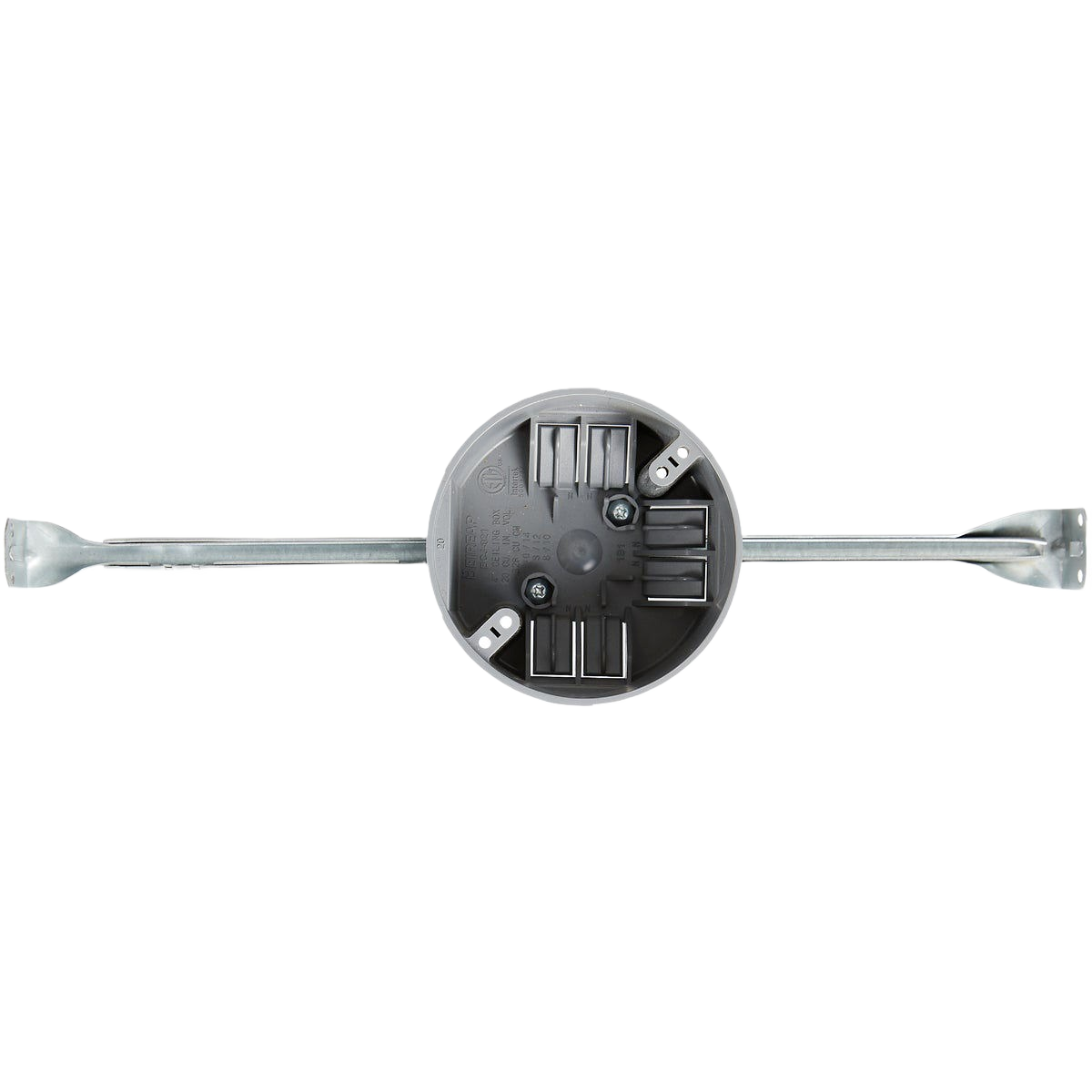 Gray PVC electrical ceiling box with metal hanger bar for new construction in home improvement collections