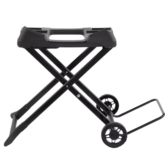 Black portable grill cart with wheels and handle for easy transport in outdoor living and grill accessories collections