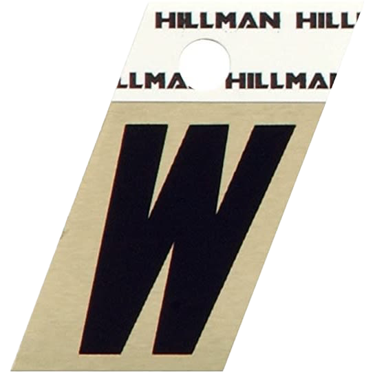 Hillman 1-1/2 in. Black & Gold Aluminum Angle Cut Sticker Letter W