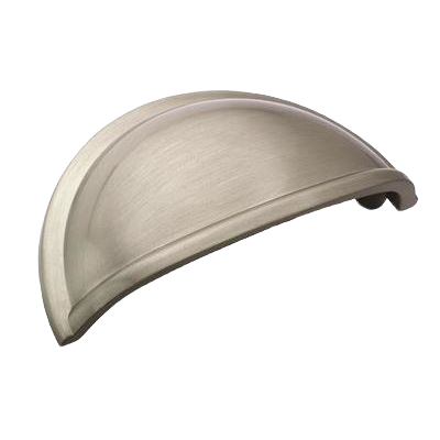 Satin nickel cabinet cup pull with 3-inch center-to-center design in hardware and furniture accessories collection