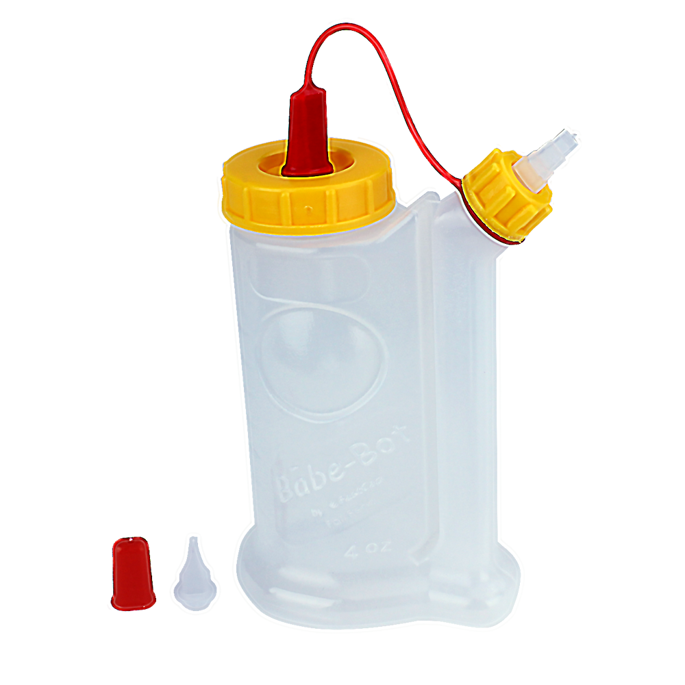 Clear plastic glue applicator bottle with yellow caps and red nozzle cover for precise woodworking projects under $50 collections