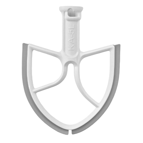 Gray plastic mixer beater attachment with silicone edges for 5 quart bowl kitchen appliances and cookware collections