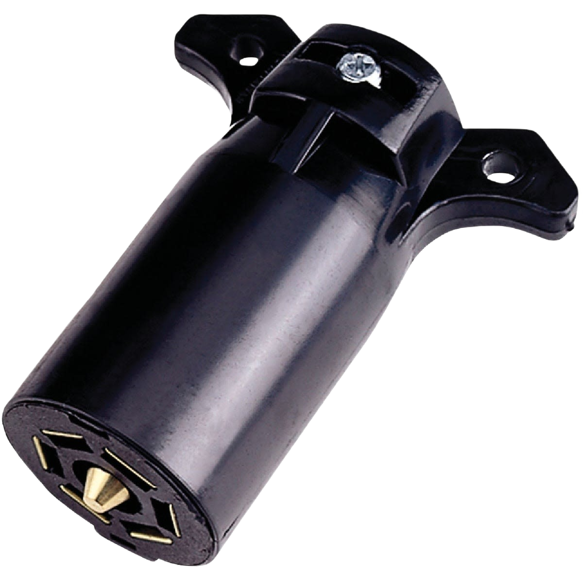 Black 7-blade trailer side connector with metal mounting tabs for trailer wiring in Parts & Lubricants under $50