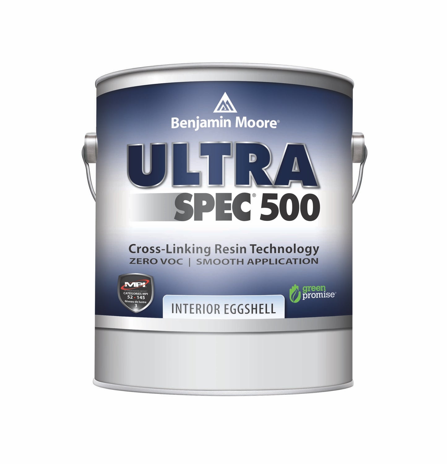 Benjamin Moore Ultra Spec 500 interior eggshell paint can with zero VOC for home improvement projects