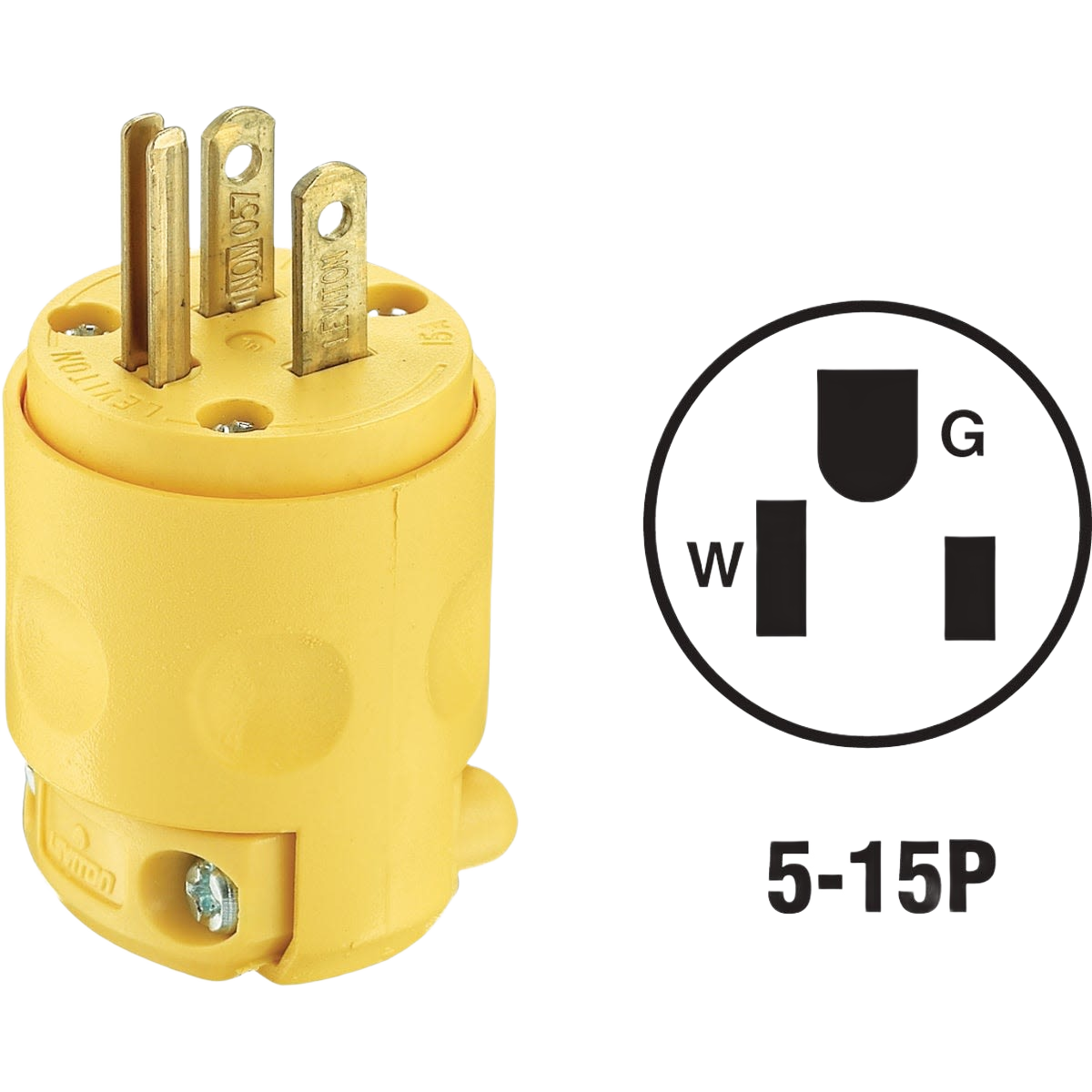 Yellow durable 3-wire 2-pole cord plug for electrical use in home improvement under $50 collection