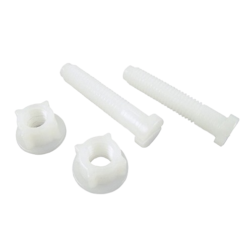 Set of two white plastic hinge bolts and nuts for toilet seat repair in Bathroom and Plumbing collections under $50