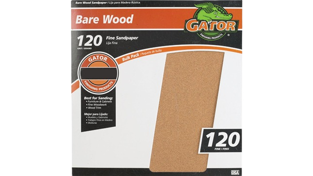 Single sheet of 120-grit fine sandpaper for bare wood finishing in Sandpaper and Paint & Supplies collections under $25
