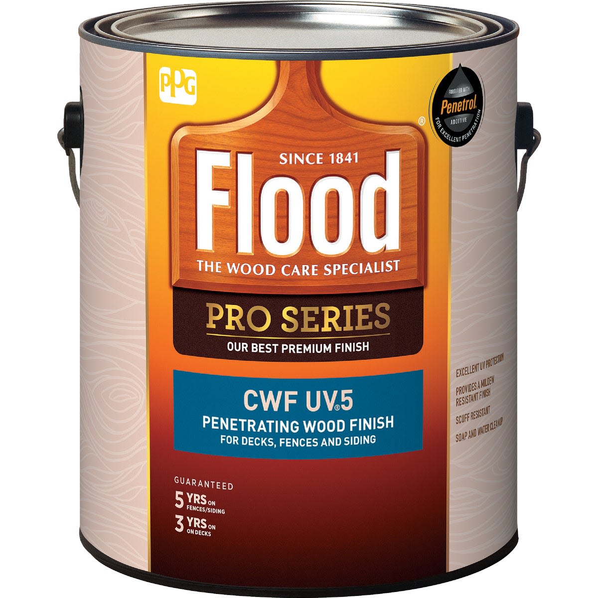 Gallon container of natural wood finish designed for exterior decks, fences, and siding protection under $50 collection
