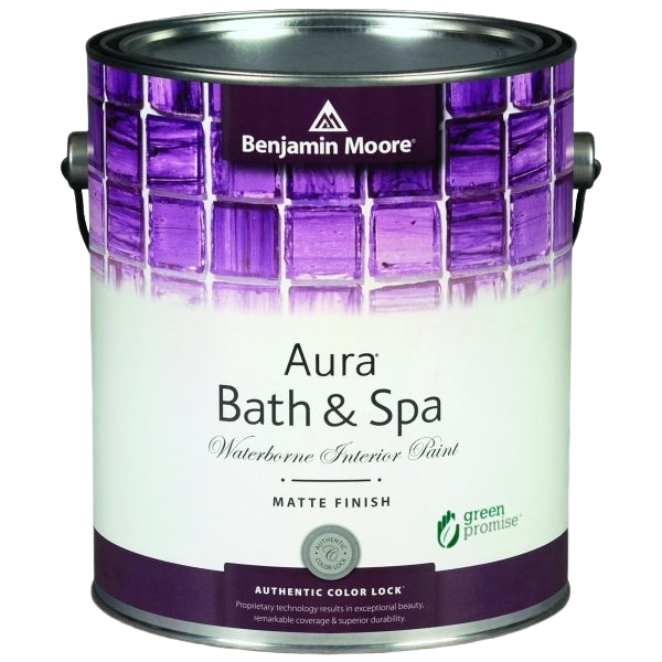 Gallon of tintable matte finish interior paint designed for bathrooms with mildew resistance and superior coverage