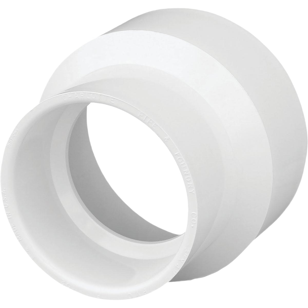 White reducing PVC coupling with stepped hub design for plumbing and drain waste vent systems under $50 collection
