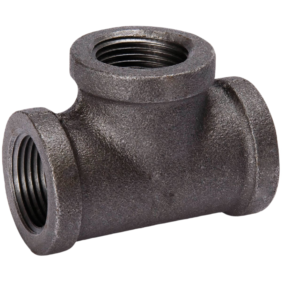 Black iron tee fitting with threaded openings for plumbing use in pipes & fittings and under $50 collections