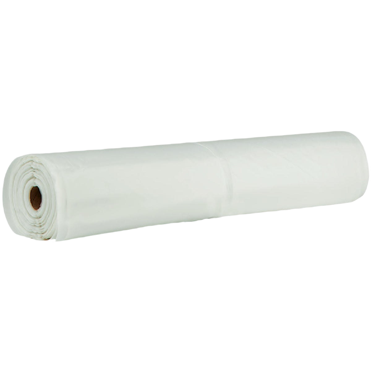 Roll of white polyethylene sheeting designed for moisture barrier and protective home improvement applications