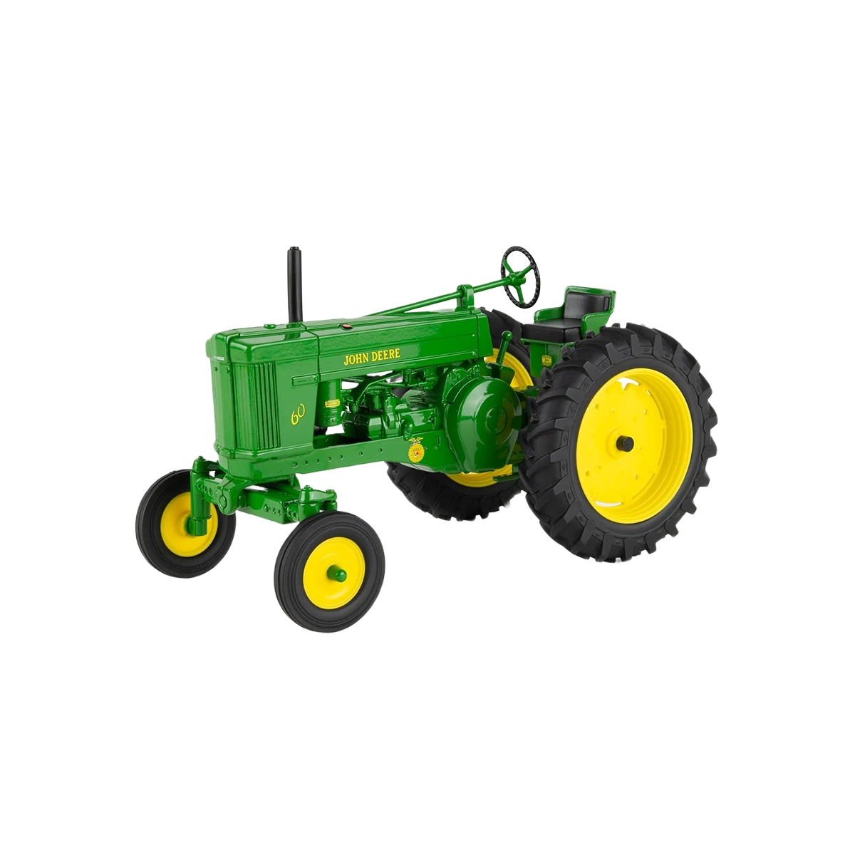 Green and yellow toy tractor model with wide front axle, detailed for Vehicles & Remote Controlled Toys collection