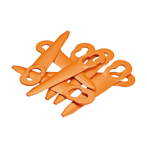 Set of eight orange plastic replacement blades designed for precision trimming in power tool accessories collection under $50