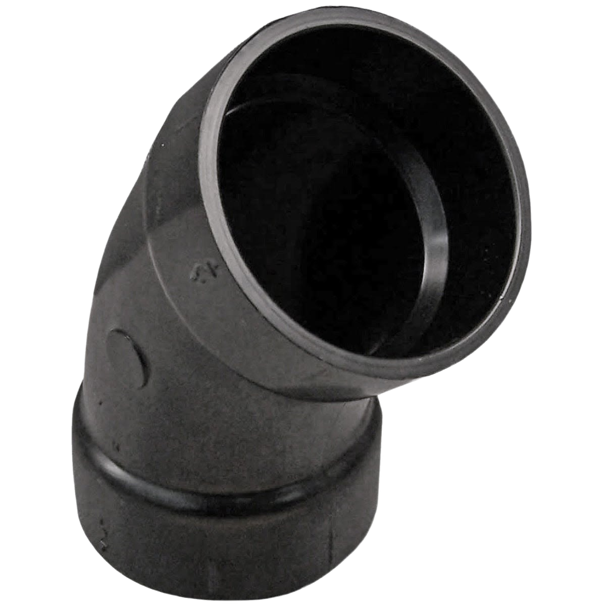 Black ABS plastic 2-inch elbow pipe fitting for plumbing and irrigation in home improvement projects
