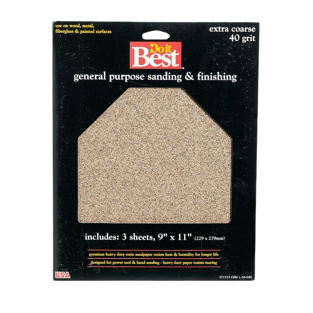 General purpose extra coarse sandpaper sheets for sanding wood metal fiberglass and painted surfaces in home improvement tasks