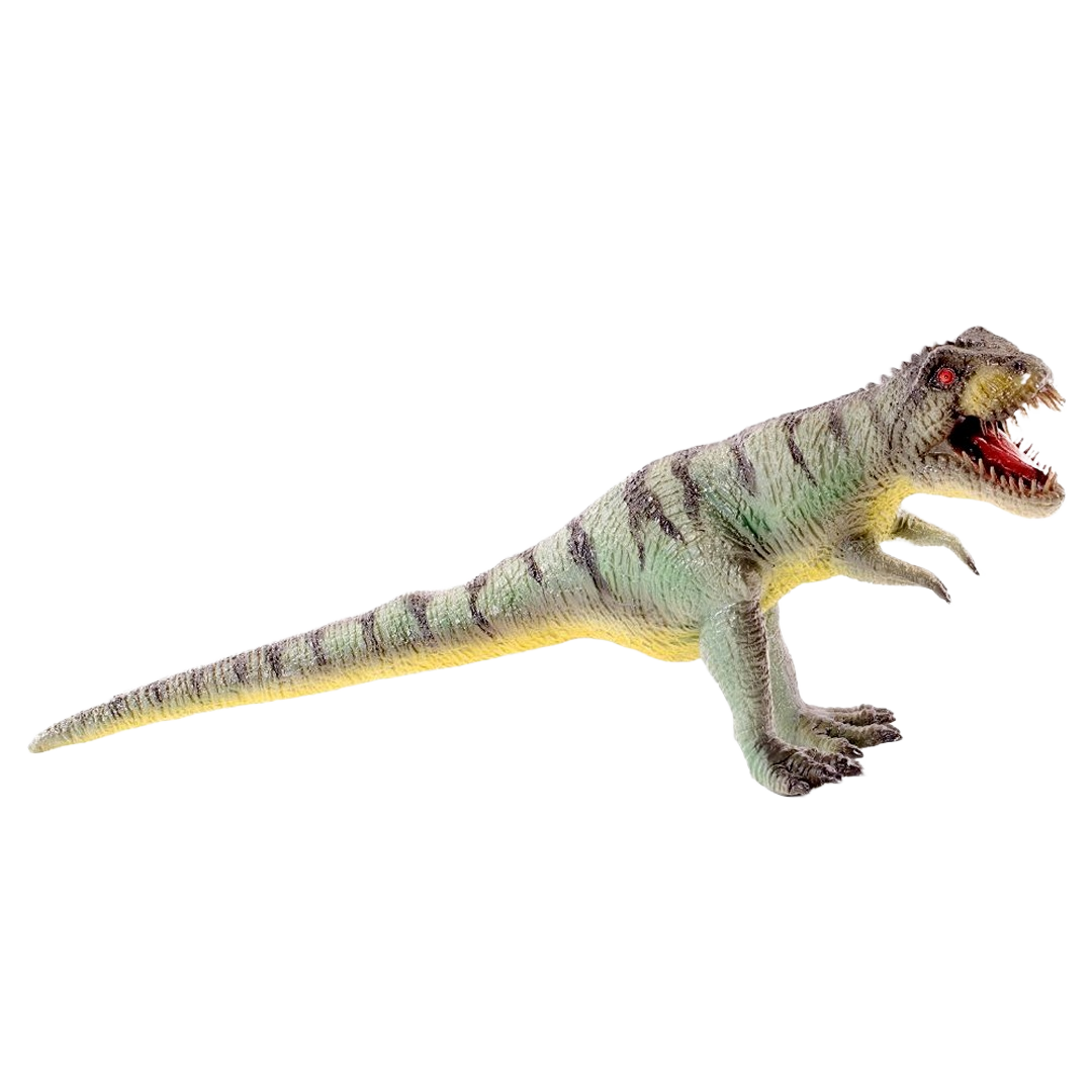 Realistic green and gray Tyrannosaurus Rex toy with open mouth, part of Toys & Games and Dolls & Stuffed Animals collections