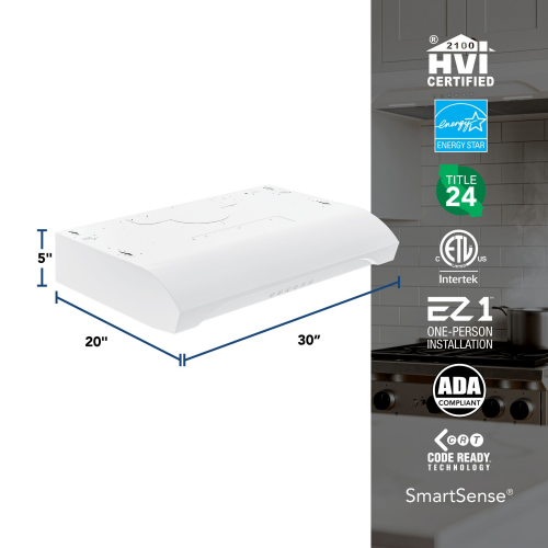 30" Under-Cabinet Range Hood, 490 MAX Blower CFM 1.0 Sones, 3 Speed