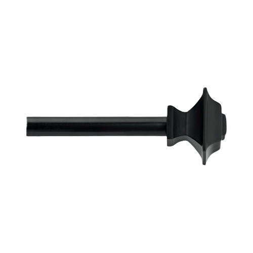 Black metal curtain rod with classic square finial and adjustable length for home improvement and window treatments