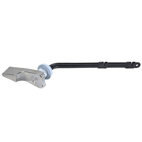 Chrome and black 6-inch angled toilet handle compatible with American Standard models for home improvement use