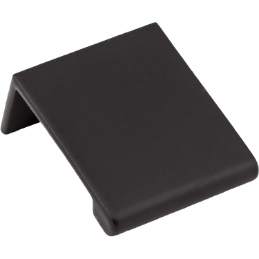 Matte black 16mm tab pull with modern design for cabinet and furniture hardware in home improvement collections