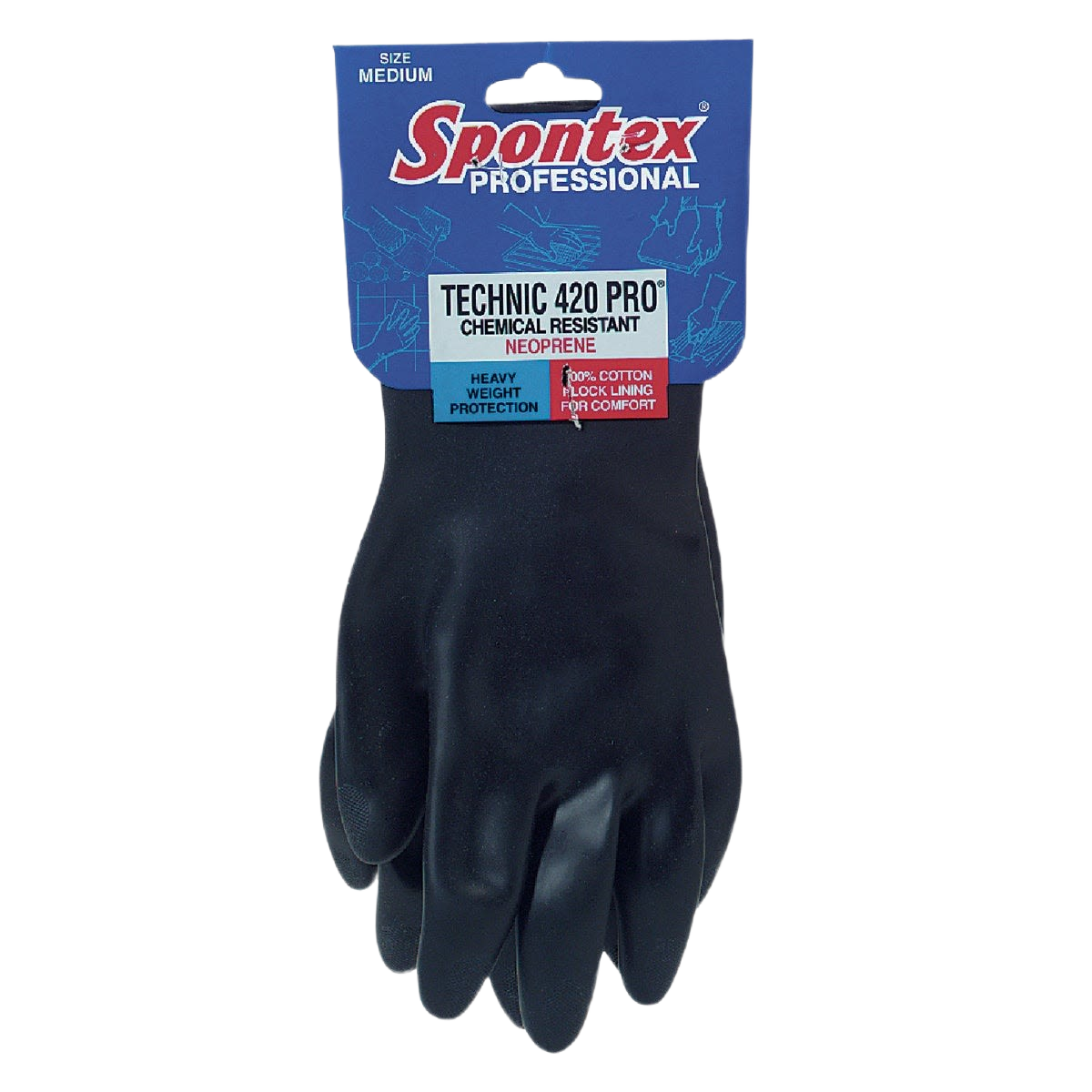 Black neoprene glove with cotton lining for chemical resistance and heavy-duty cleaning tasks in home improvement collections