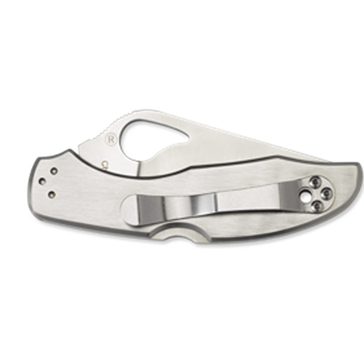 Compact stainless steel folding knife with clip and plain edge blade for woodworking and cutting tools collections