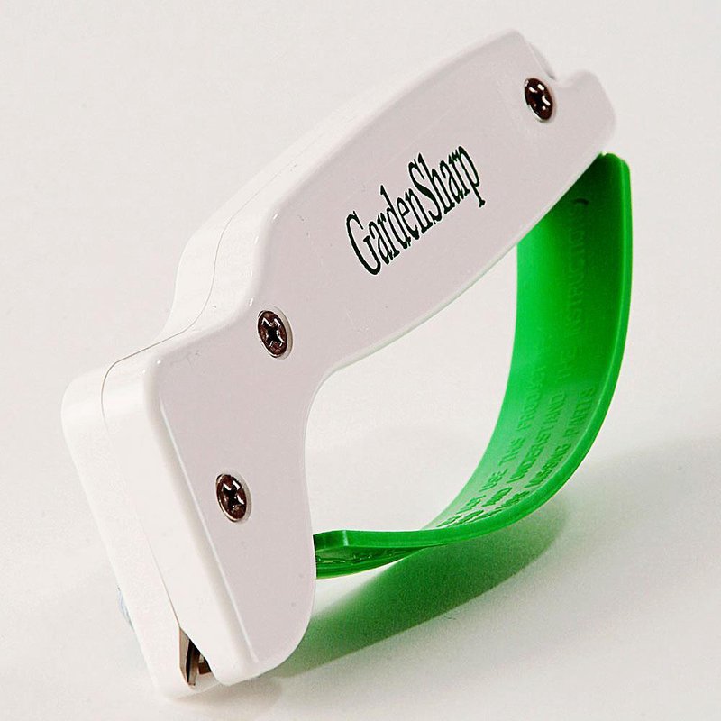 White and green handheld sharpener designed to restore precision blades for woodworking and gardening tools under $50 collections