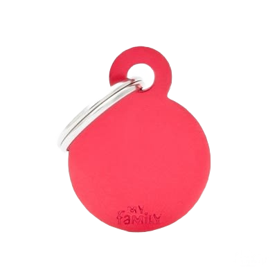 Small red anodized aluminum round pet ID tag with key ring for personalized pet tags under $50 collections