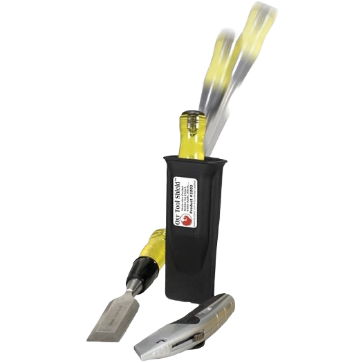 Protective black tool shield pouch holding woodworking chisels for organized tool storage and workshop use under $50.