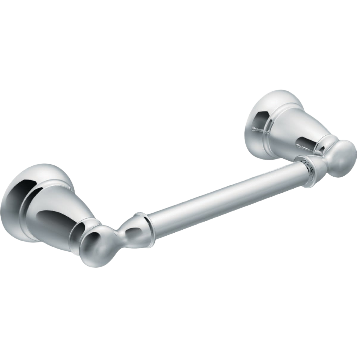 Chrome pivoting toilet paper holder with smooth rounded ends and wall-mounted design for bathroom home improvement projects