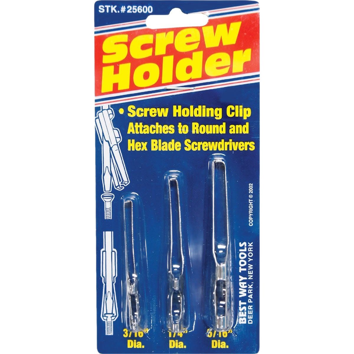 Set of three stainless steel screw holding clips for round and hex screwdriver blades in Tool Accessories collections