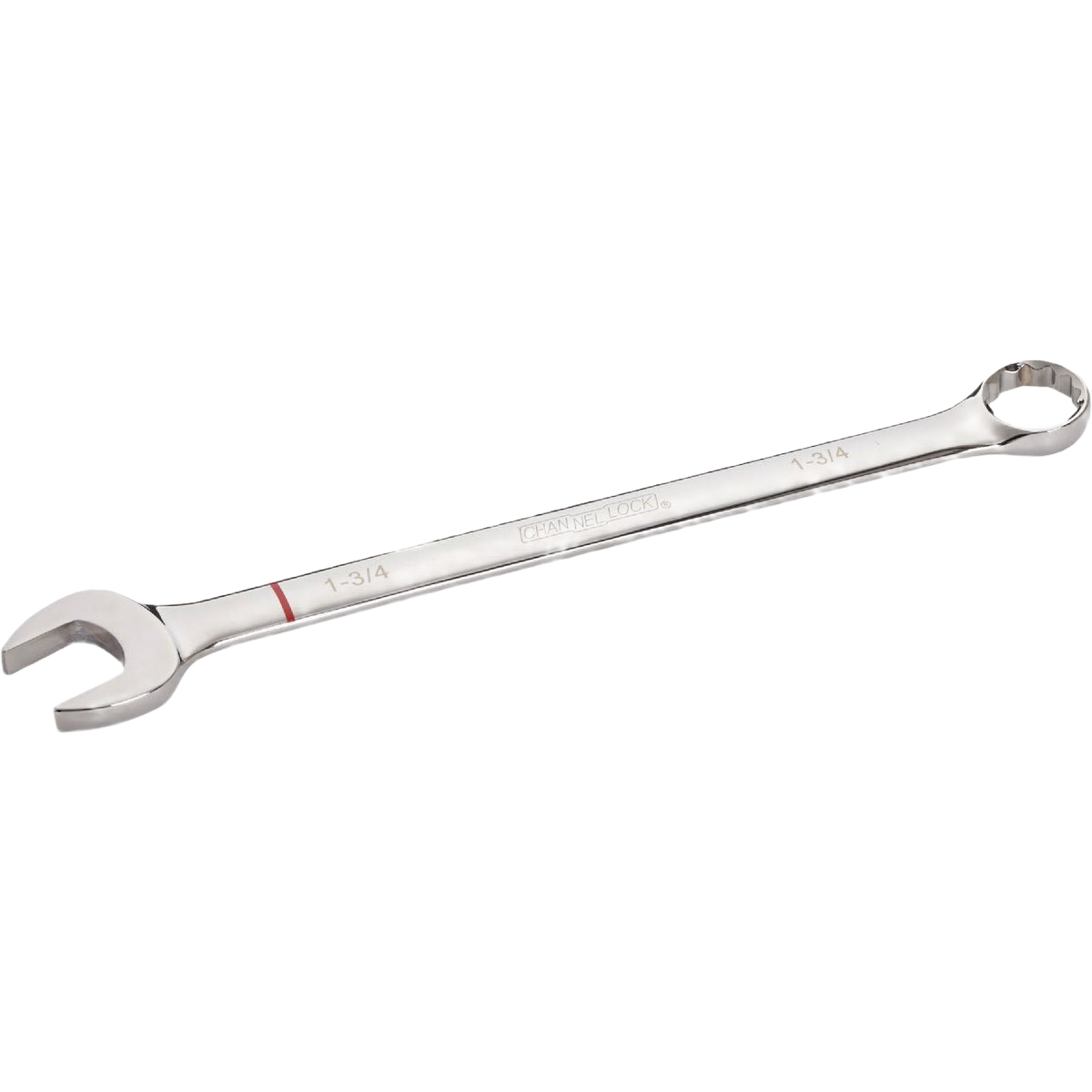 Polished steel combination wrench with 12-point box end and open end for home improvement tasks