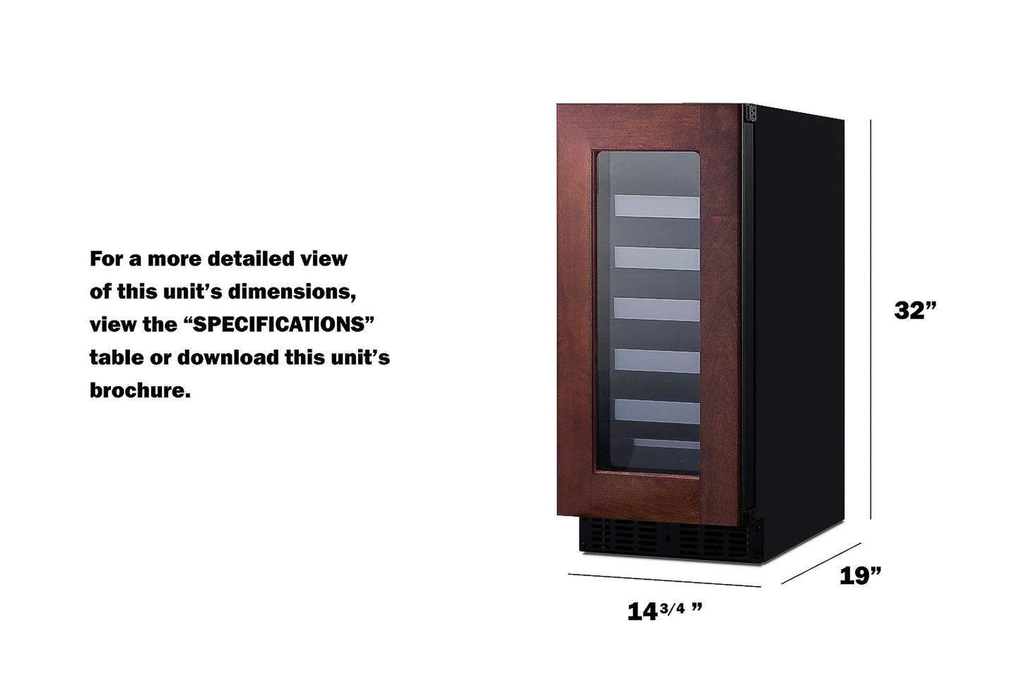 15" Wide Built-In Wine Cellar, ADA Compliant (Panel Not Included)