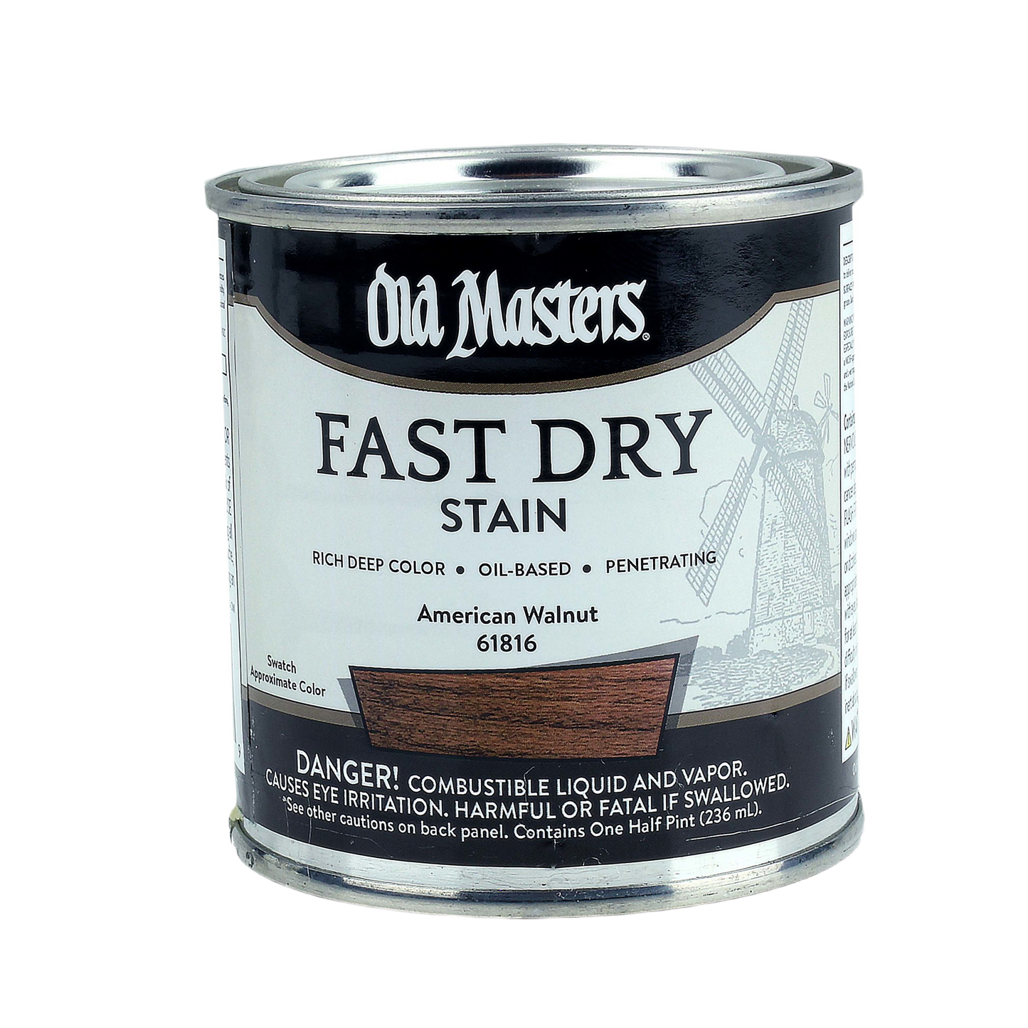 Oil-based fast-drying American Walnut wood stain in 1/2 pint can for interior stains and finishing projects under $50
