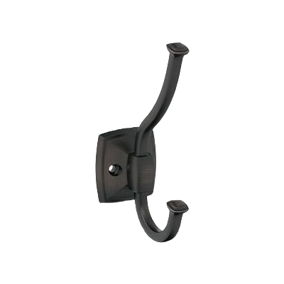 Oil-rubbed bronze double prong robe hook for bathroom storage and organization under $50 collection