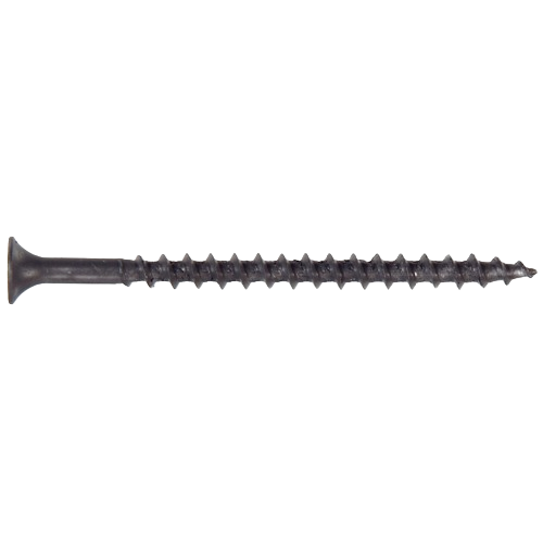 Black coarse thread drywall screw with Phillips drive for fastening gypsum boards in home improvement projects