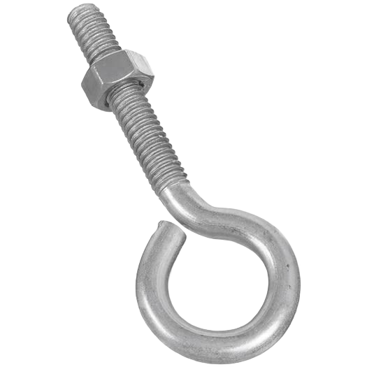 Stainless steel eye bolt with hex nut, threaded shank for secure fastening in hardware and home improvement projects