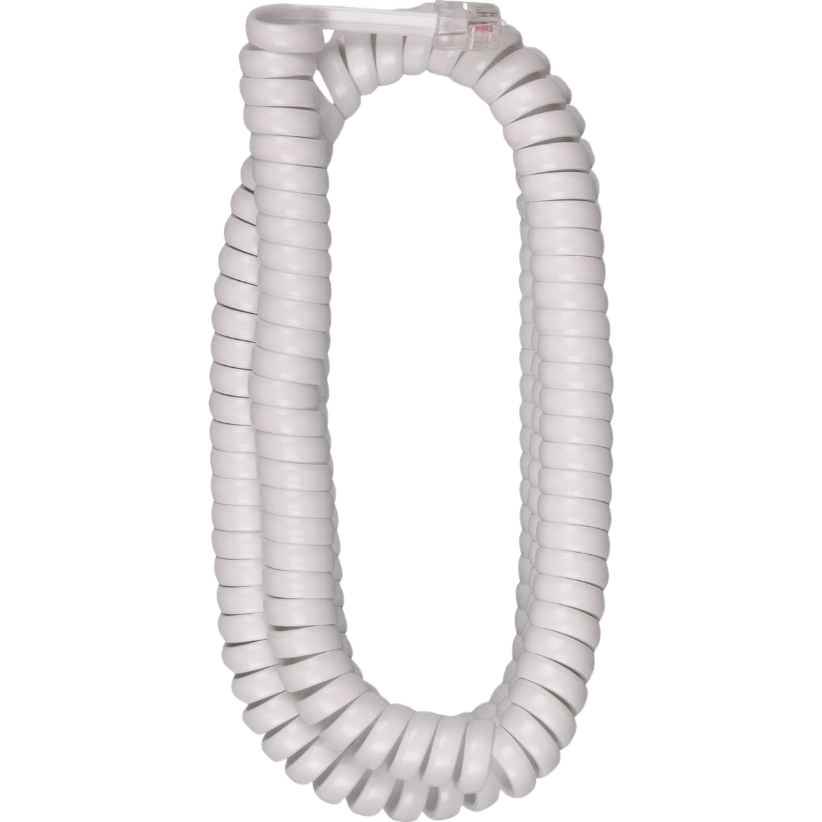 White coiled extension phone cord with RJ11 connectors for wire and electrical home improvement collections