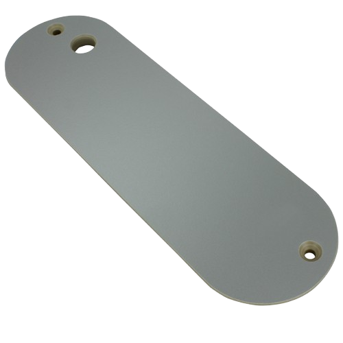 Gray phenolic zero clearance insert plate with mounting holes for table saw in power tool accessories collection