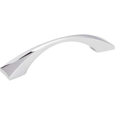 Polished chrome cabinet pull with curved modern design, suitable for furniture hardware and home improvement collections