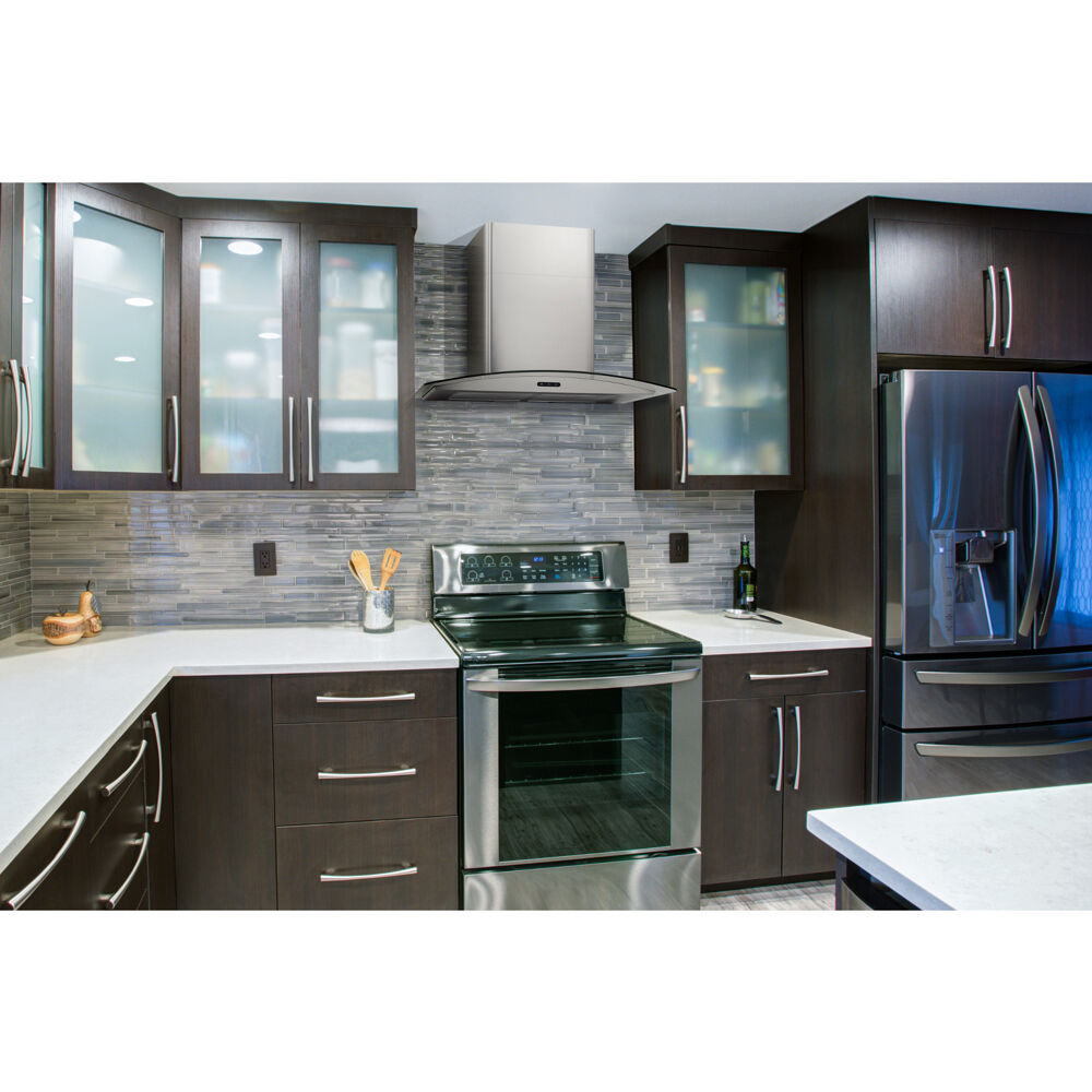 30" Convertible Curved Glass Chimney Range Hood, 460 MAX Blower CFM