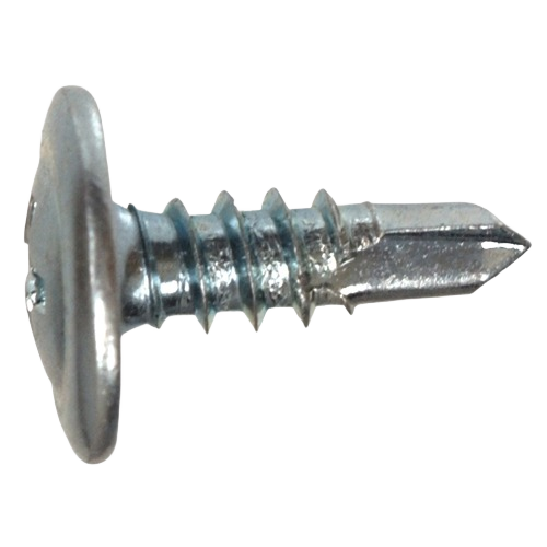 Silver self-drilling lath screw with drill point tip, designed for fastening thin gauge metal in hardware and fasteners collections