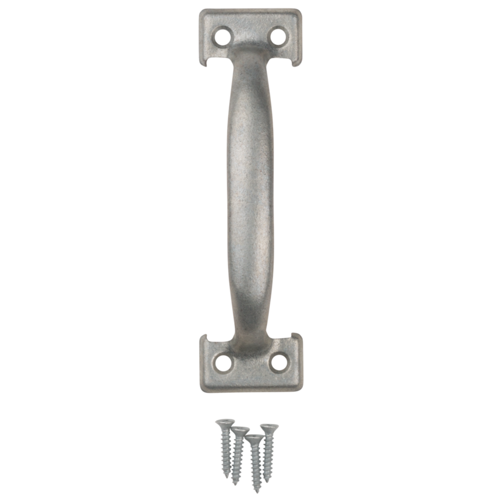 Galvanized steel utility door pull with mounting screws for cabinet and furniture hardware in home improvement tools under $50 collection